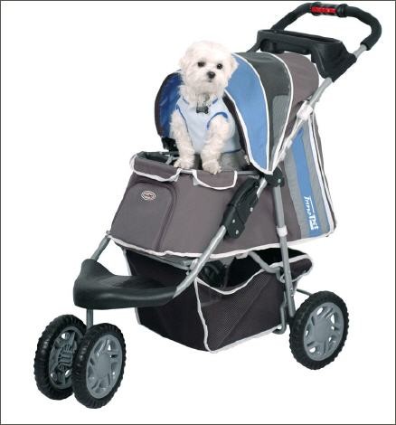 Hundebuggy "First Class" grau / blau