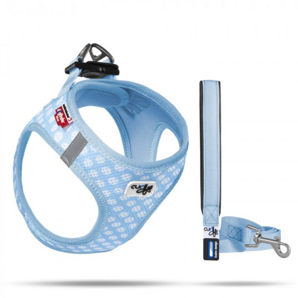 VEST GESCHIRR AIR-MESH & BASIC LEINE SKYBLUE-CIRCLES